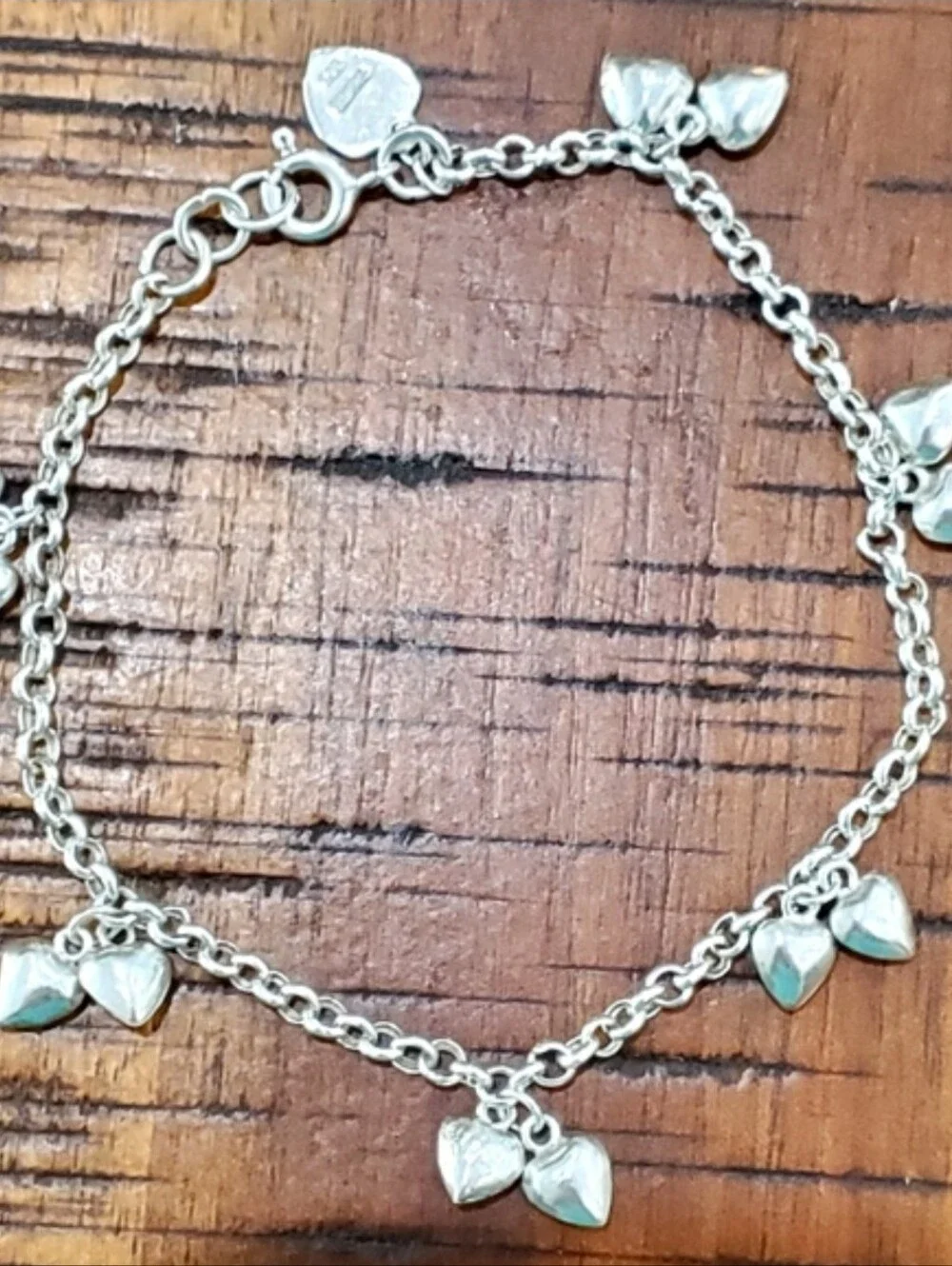 925 Sterling Silver Heart Charms Bracelet